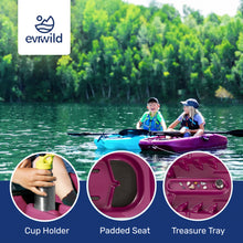 Load image into Gallery viewer, Premium kids kayak with paddle included, Features, Carry Handles, Front Storage, Cup Holder, Paddle Rest, Molded Footrest, Treasure Tray, Non-Slip, Seat Pad, Durable, Swim-up Deck, designed for young adventurers to explore waterways safely and comfortably. Youth, WaterSports, SUP 
