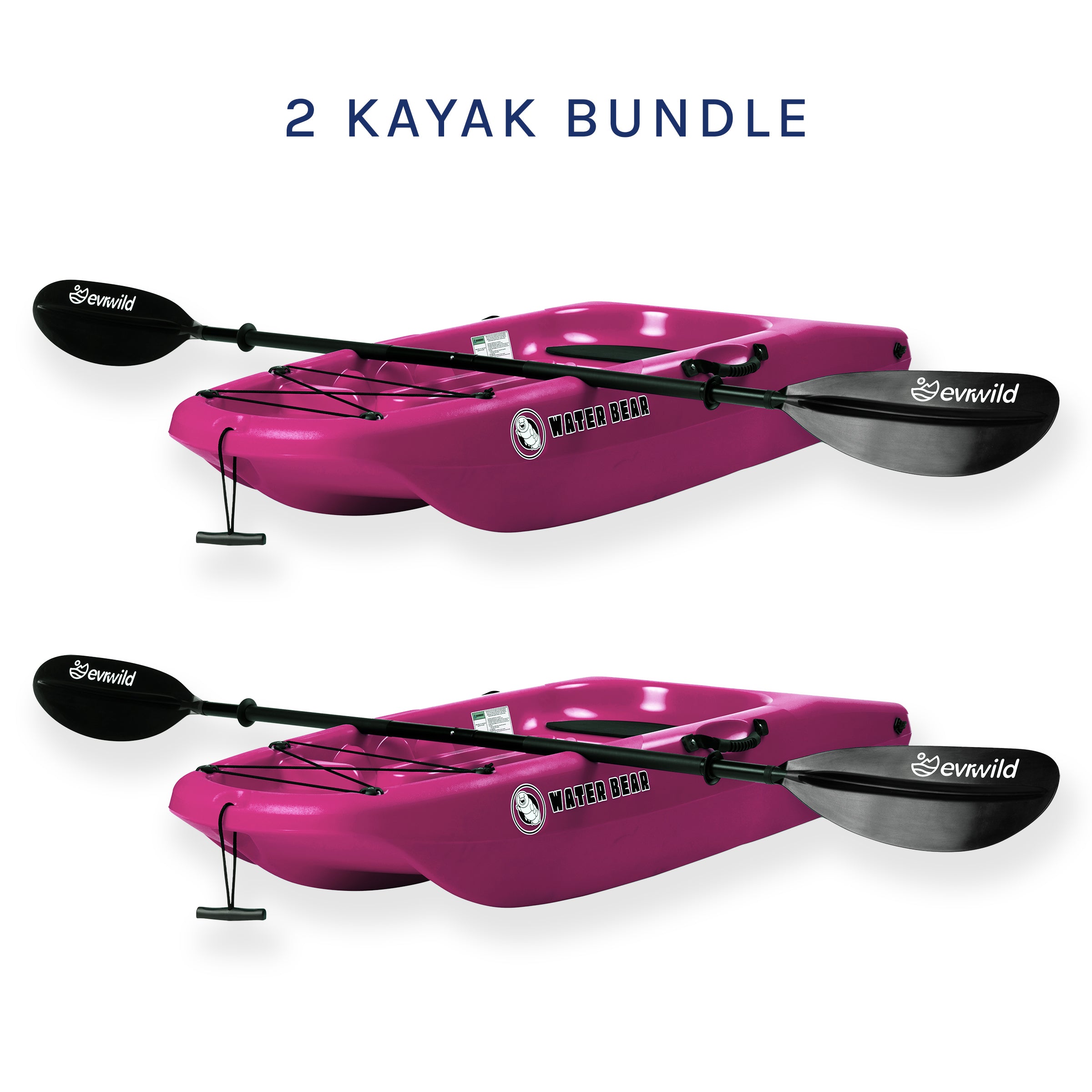 Premium kids kayak with paddle included, Features, Carry Handles, Front Storage, Cup Holder, Paddle Rest, Molded Footrest, Treasure Tray, Non-Slip, Seat Pad, Durable, Swim-up Deck, designed for young adventurers to explore waterways safely and comfortably. Youth, WaterSports, SUP 