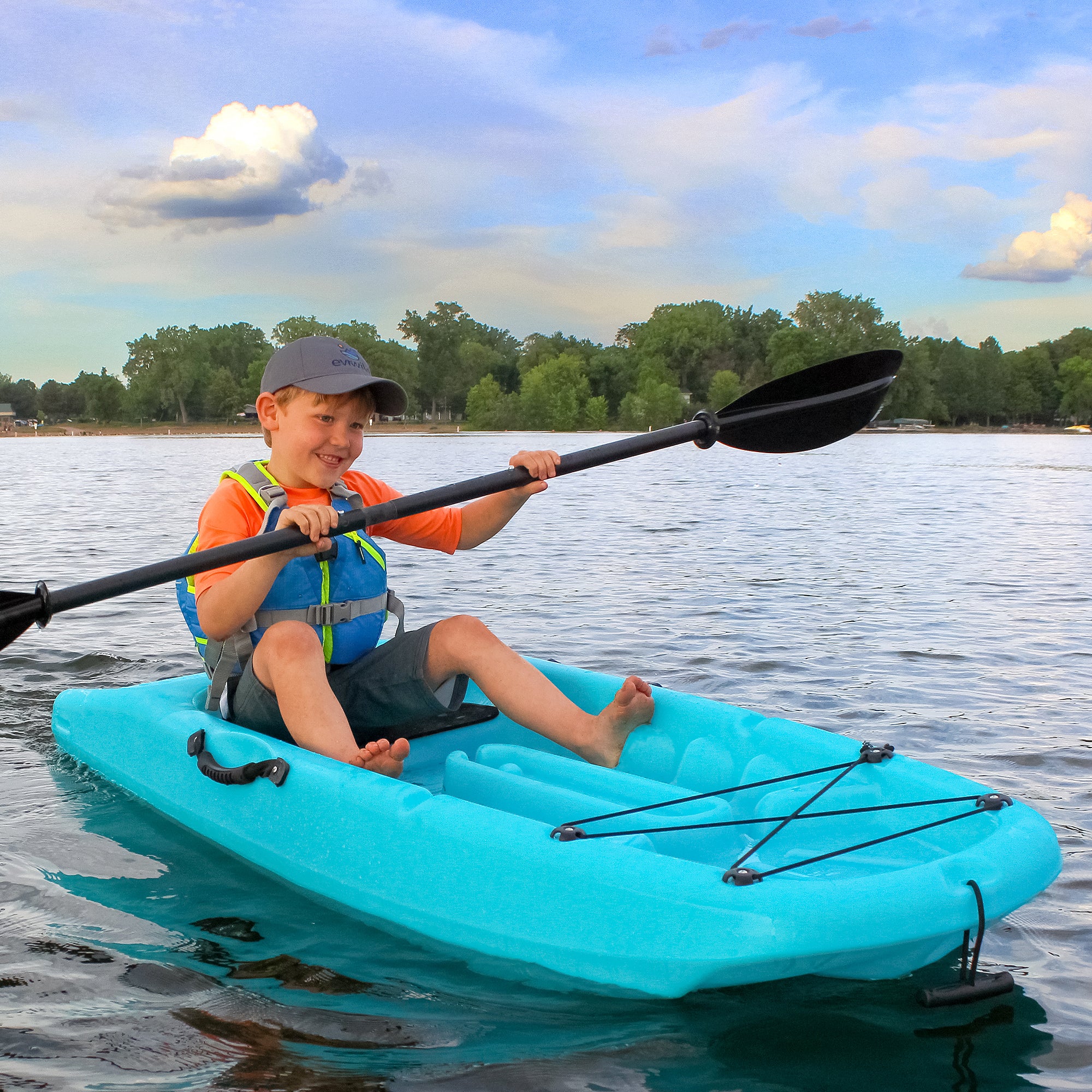 Evrwild Premium Kids' Kayak - Blue - Paddle Included
